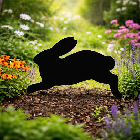 Amish Made Running bunny rabbit Silhouette Outdoor Decor – UV Resistant Azek Trim – Weatherproof Rustic Wildlife Lawn Art