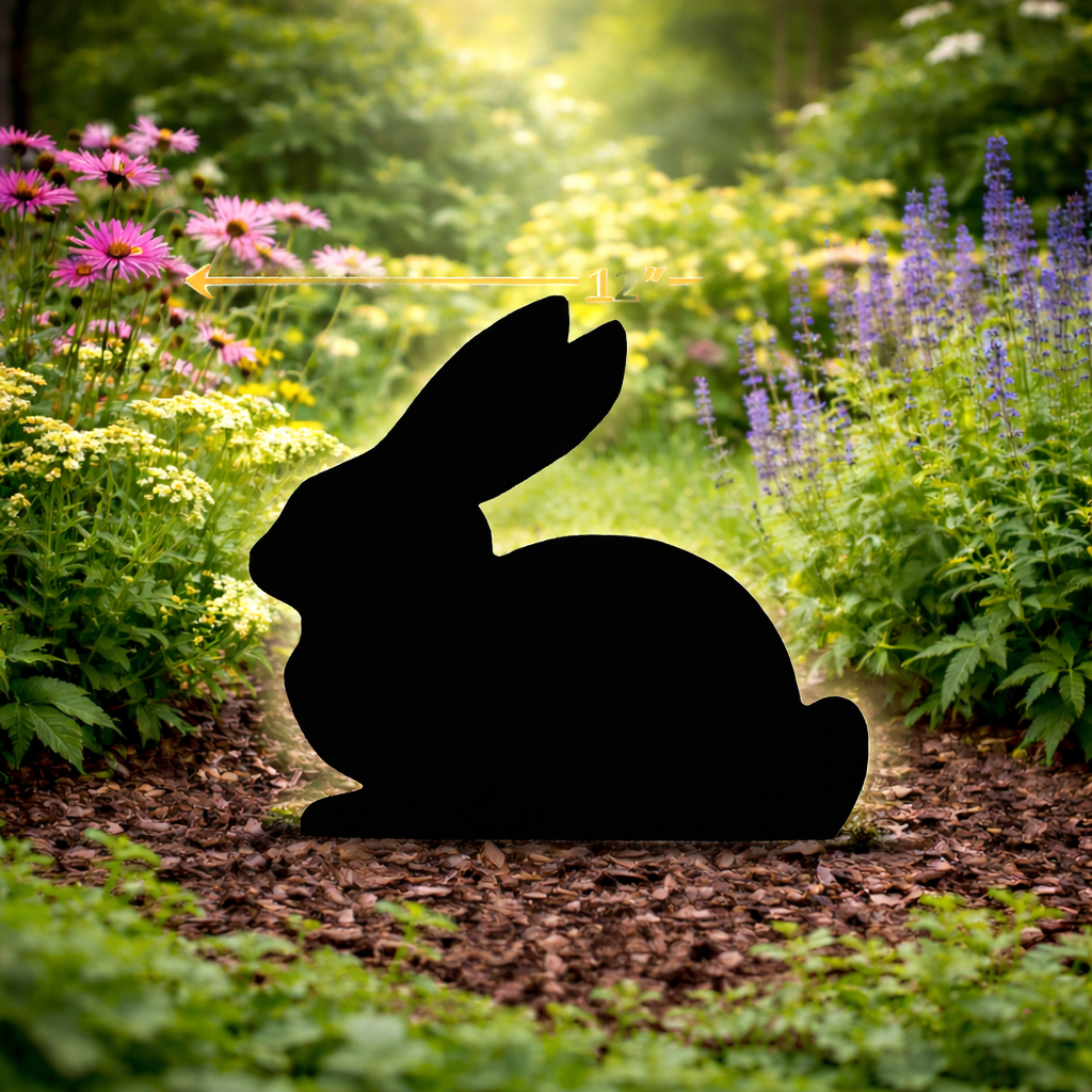 Amish Made bunny rabbit Silhouette Outdoor Decor – UV Resistant Azek Trim – Weatherproof Rustic Wildlife Lawn Art