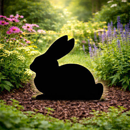 Amish Made bunny rabbit Silhouette Outdoor Decor – UV Resistant Azek Trim – Weatherproof Rustic Wildlife Lawn Art