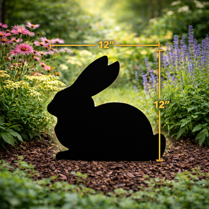 Amish Made bunny rabbit Silhouette Outdoor Decor – UV Resistant Azek Trim – Weatherproof Rustic Wildlife Lawn Art