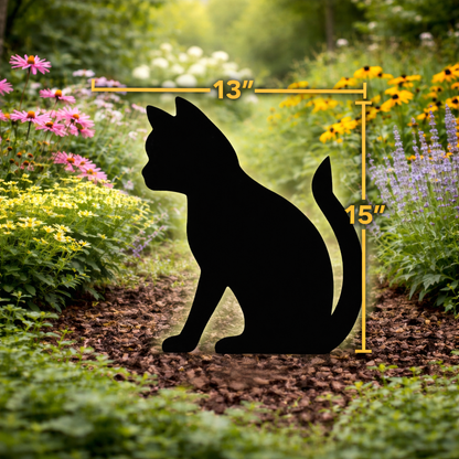 Amish Made Sitting Cat Silhouette Outdoor Decor – UV Resistant Azek Trim – Weatherproof Rustic Wildlife Lawn Art