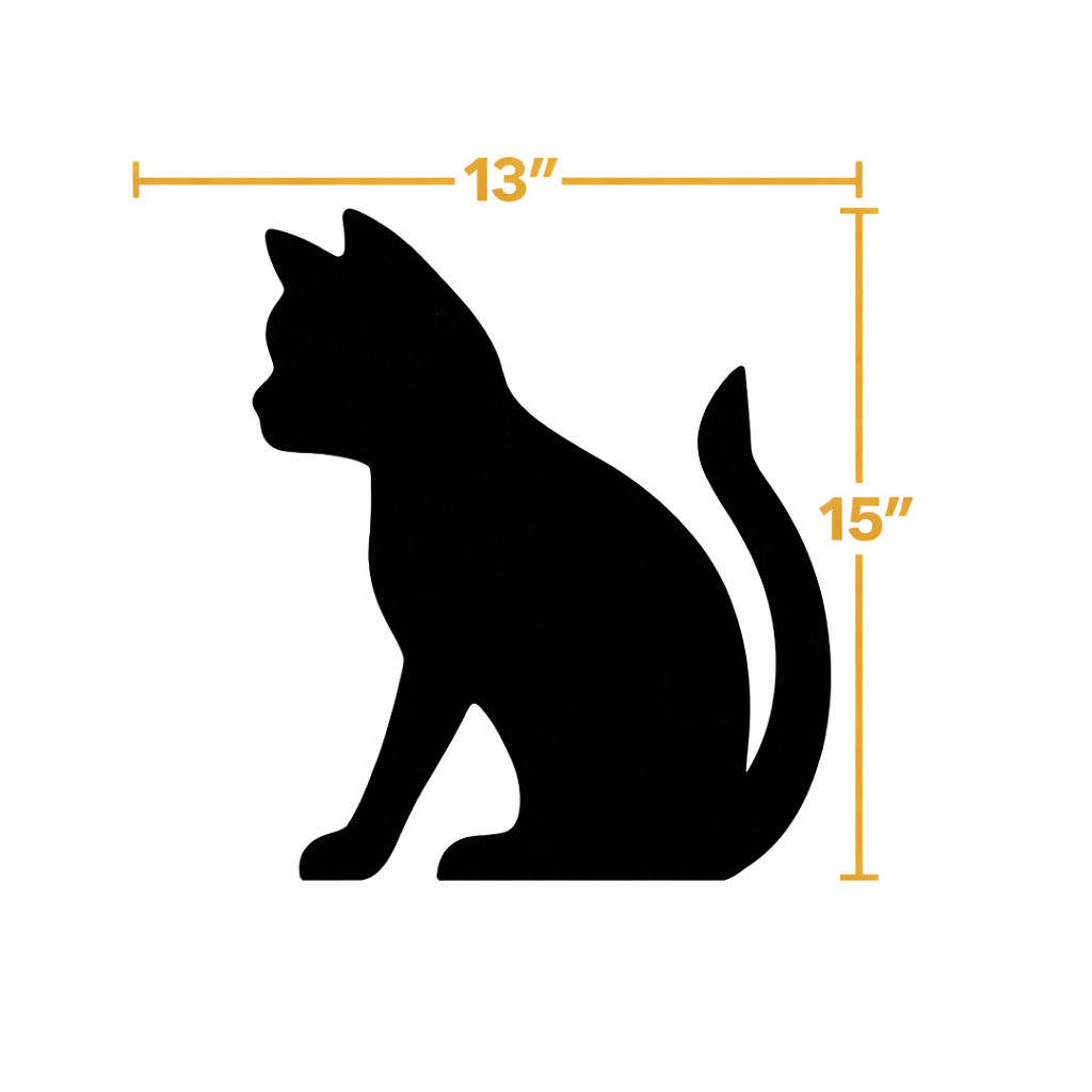Amish Made Sitting Cat Silhouette Outdoor Decor – UV Resistant Azek Trim – Weatherproof Rustic Wildlife Lawn Art