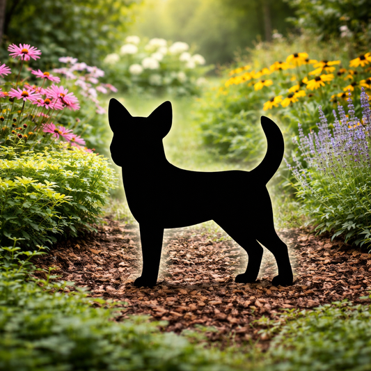 Amish Made Chihuahua Silhouette Outdoor Decor – UV Resistant Azek Trim – Weatherproof Rustic Wildlife Lawn Art