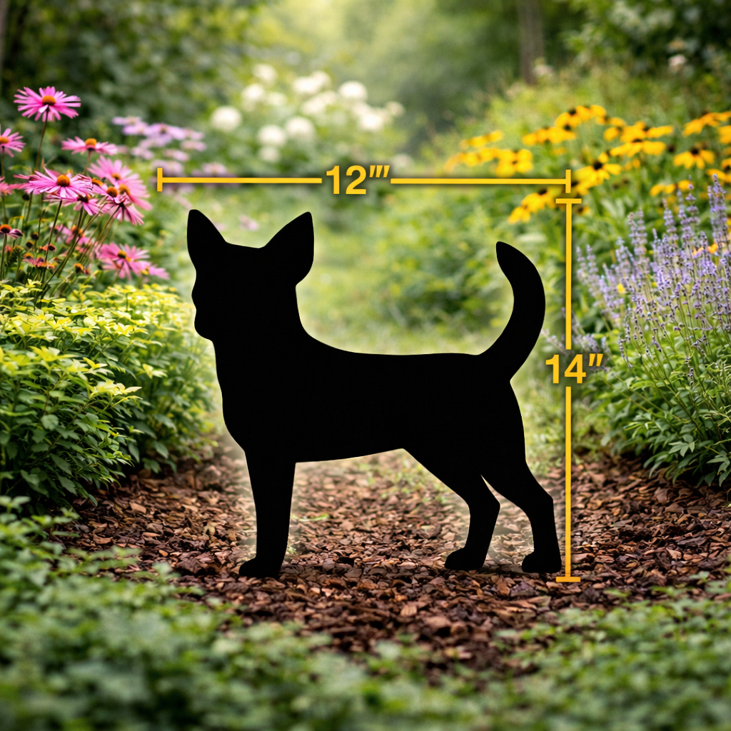 Amish Made Chihuahua Silhouette Outdoor Decor – UV Resistant Azek Trim – Weatherproof Rustic Wildlife Lawn Art