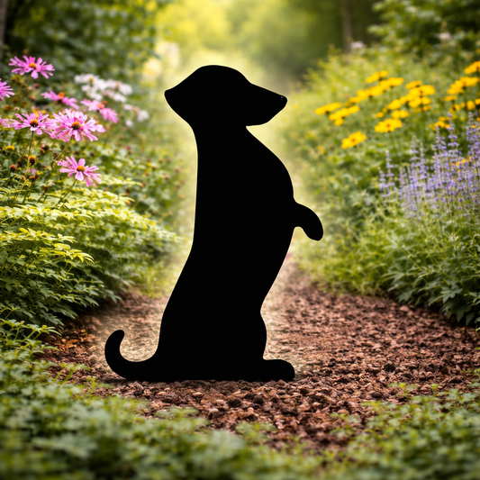 Amish Made Begging Dachshund Silhouette Outdoor Decor – UV Resistant Azek Trim – Weatherproof Rustic Wildlife Lawn Art