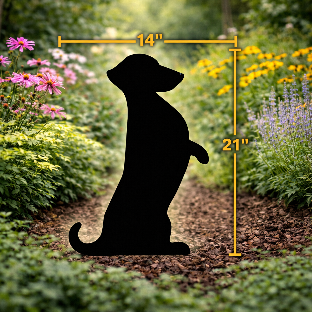 Amish Made Begging Dachshund Silhouette Outdoor Decor – UV Resistant Azek Trim – Weatherproof Rustic Wildlife Lawn Art