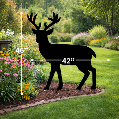 Buck Silhouette Outdoor Decor – UV Resistant Azek Trim – Weatherproof Rustic Wildlife Lawn Art - Amish Made