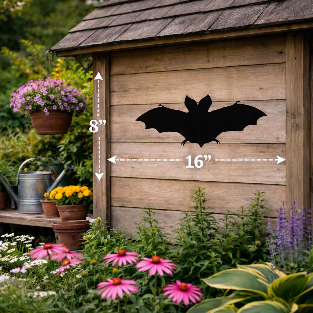 Bat Silhouette Outdoor Decor – UV Resistant Azek Trim – Weatherproof Rustic Wildlife Lawn Art - Amish Made