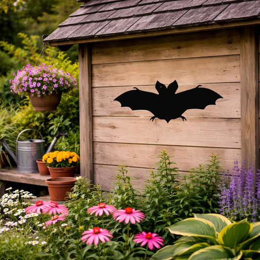 Bat Silhouette Outdoor Decor – UV Resistant Azek Trim – Weatherproof Rustic Wildlife Lawn Art - Amish Made