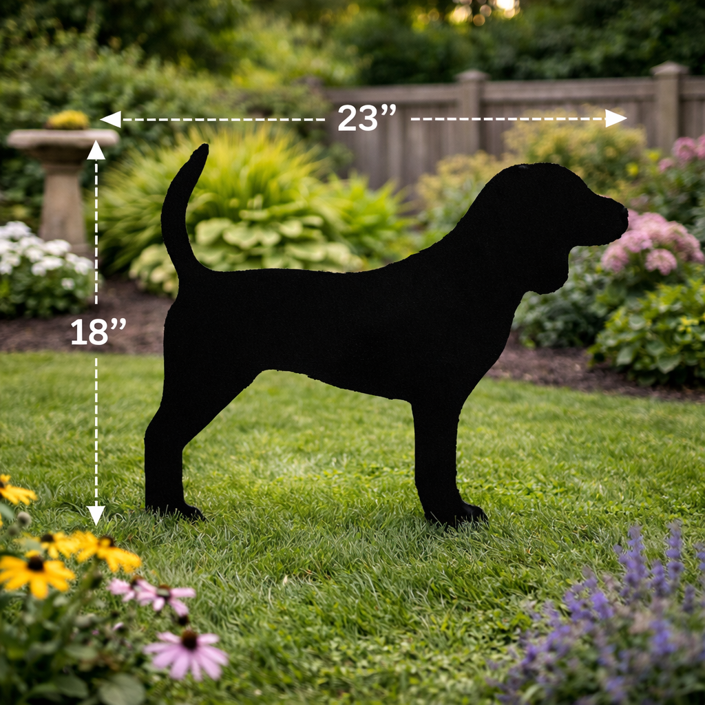 Beagle Dog Silhouette Outdoor Decor – UV Resistant Azek Trim – Weatherproof Rustic Wildlife Lawn Art - Amish Made