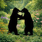 Standing Bear Pair Silhouette Outdoor Decor – UV Resistant Azek Trim – Weatherproof Rustic Wildlife Lawn Art - Amish Made