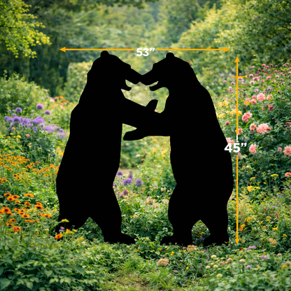 Standing Bear Pair Silhouette Outdoor Decor – UV Resistant Azek Trim – Weatherproof Rustic Wildlife Lawn Art - Amish Made