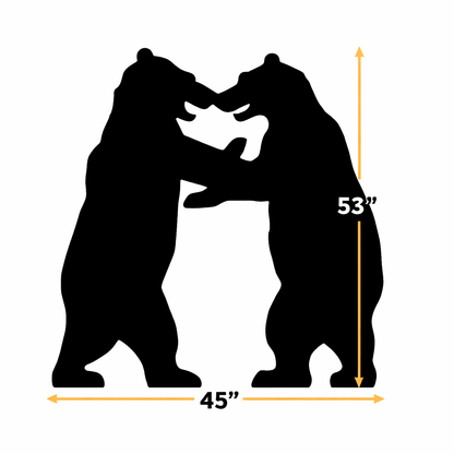 Standing Bear Pair Silhouette Outdoor Decor – UV Resistant Azek Trim – Weatherproof Rustic Wildlife Lawn Art - Amish Made