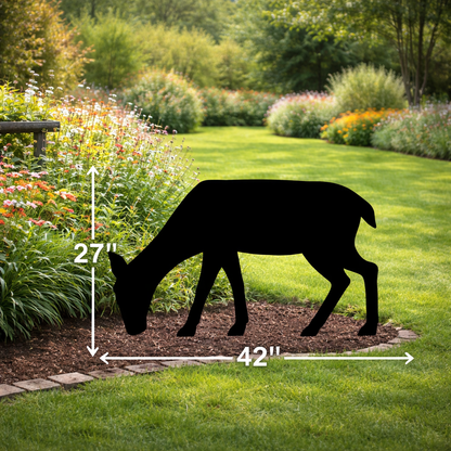 White Tail Deer Doe Silhouette Outdoor Decor – UV Resistant Azek Trim – Weatherproof Rustic Wildlife Lawn Art - Amish Made