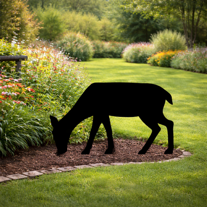 White Tail Deer Doe Silhouette Outdoor Decor – UV Resistant Azek Trim – Weatherproof Rustic Wildlife Lawn Art - Amish Made