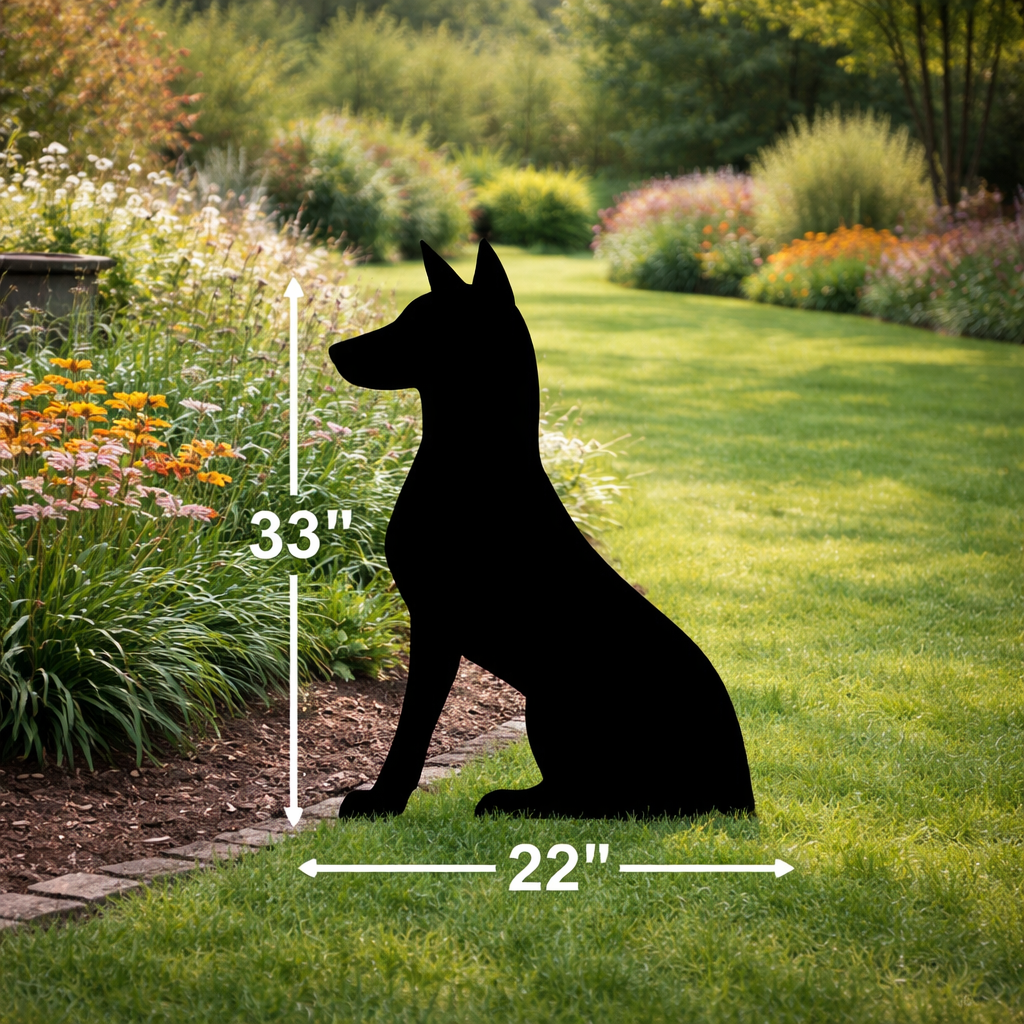 Doberman Dog Silhouette Outdoor Decor – UV Resistant Azek Trim – Weatherproof Rustic Wildlife Lawn Art - Amish Made