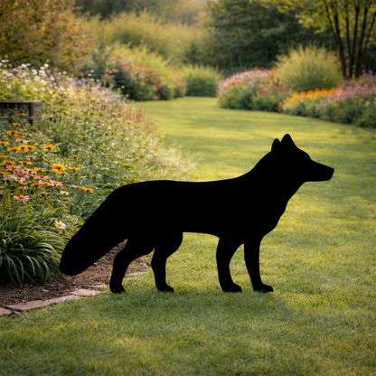 Fox Silhouette Outdoor Decor – UV Resistant Azek Trim – Weatherproof Rustic Wildlife Lawn Art - Amish Made