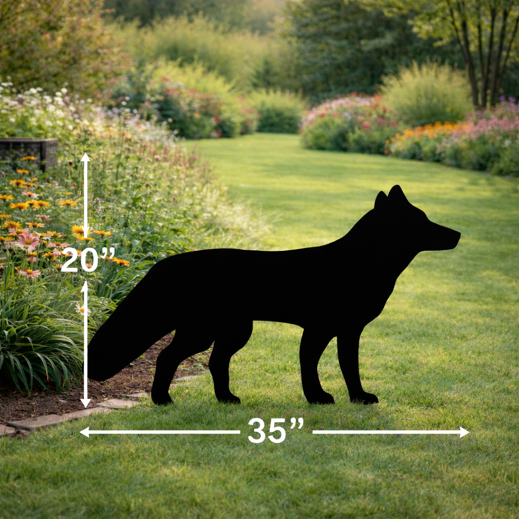 Fox Silhouette Outdoor Decor – UV Resistant Azek Trim – Weatherproof Rustic Wildlife Lawn Art - Amish Made