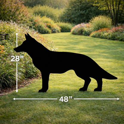 German Shephard Dog Silhouette Outdoor Decor – UV Resistant Azek Trim – Weatherproof Rustic Wildlife Lawn Art - Amish Made
