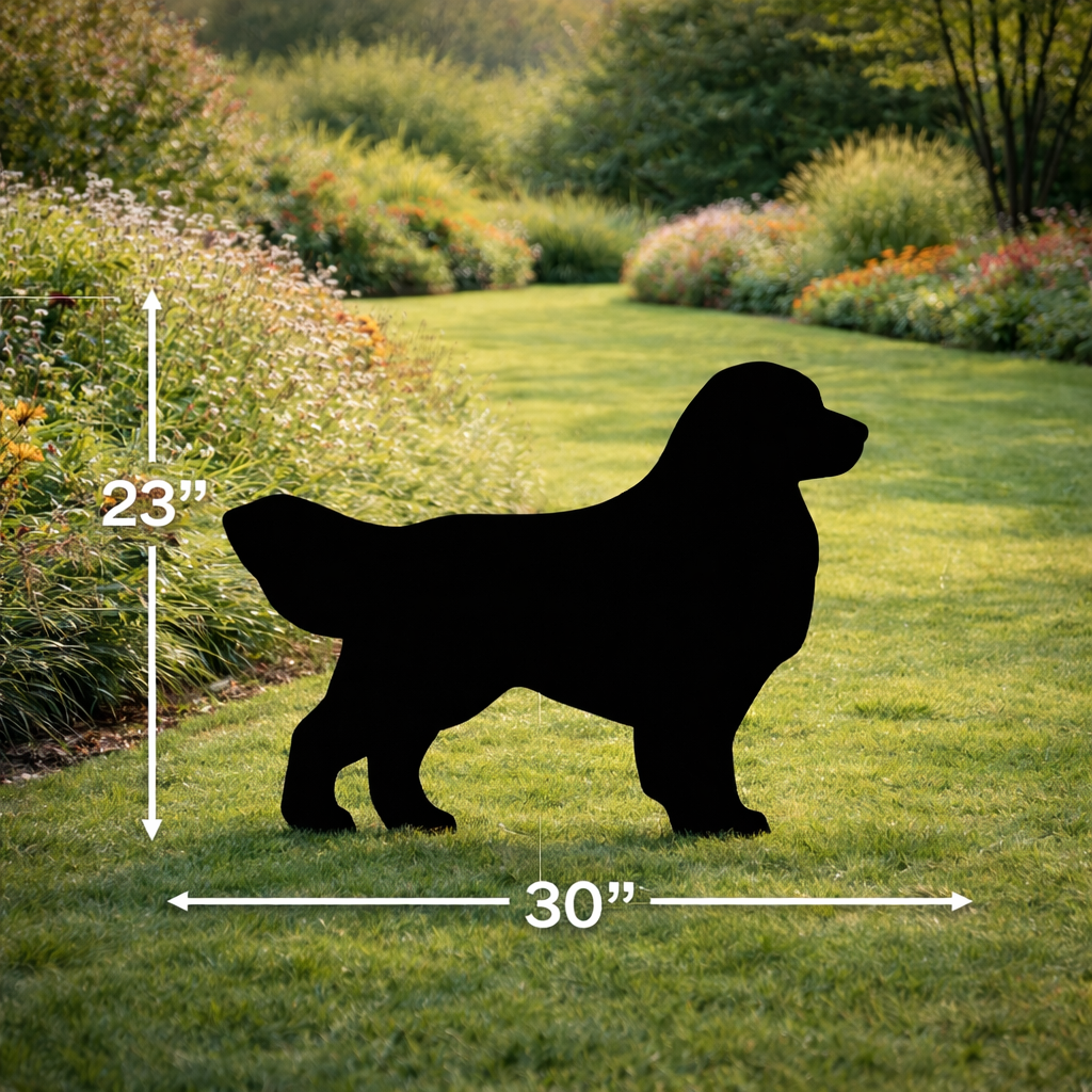 Golden Retriever Silhouette Outdoor Decor – UV Resistant Azek Trim – Weatherproof Rustic Wildlife Lawn Art - Amish Made