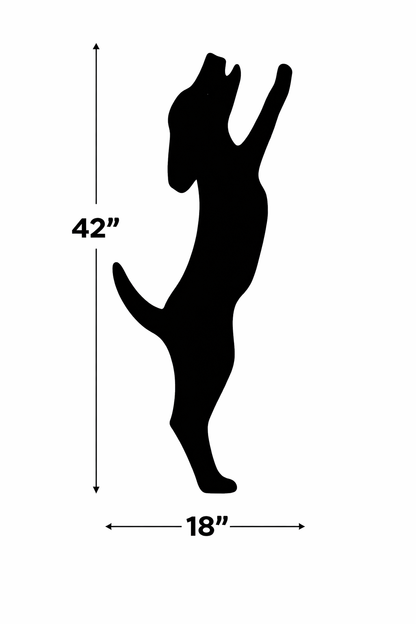 Leaning Dog Silhouette Outdoor Decor – UV Resistant Azek Trim – Weatherproof Rustic Wildlife Lawn Art - Amish Made