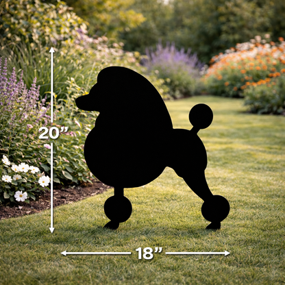 Mini Poodle Dog Silhouette Outdoor Decor – UV Resistant Azek Trim – Weatherproof Rustic Wildlife Lawn Art - Amish Made