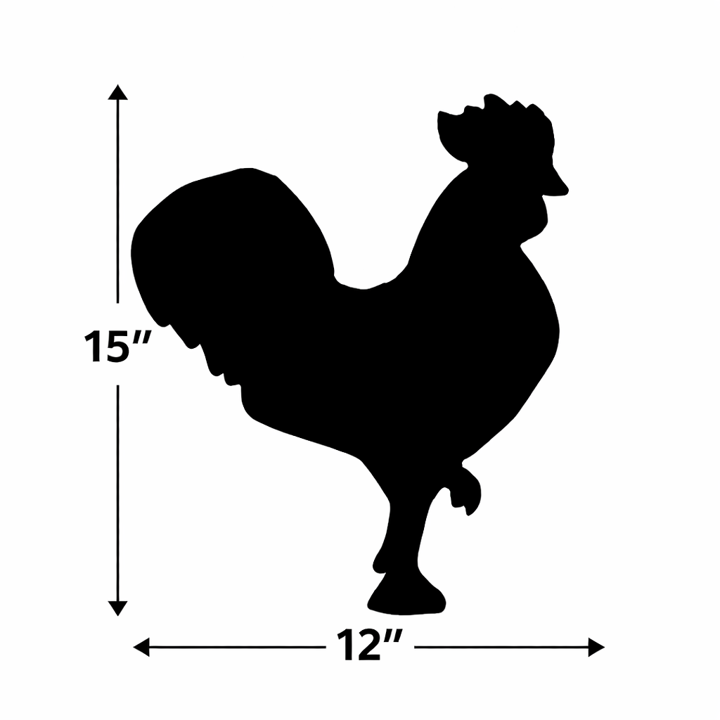 Rooster Silhouette Outdoor Decor – UV Resistant Azek Trim – Weatherproof Rustic Wildlife Lawn Art - Amish Made