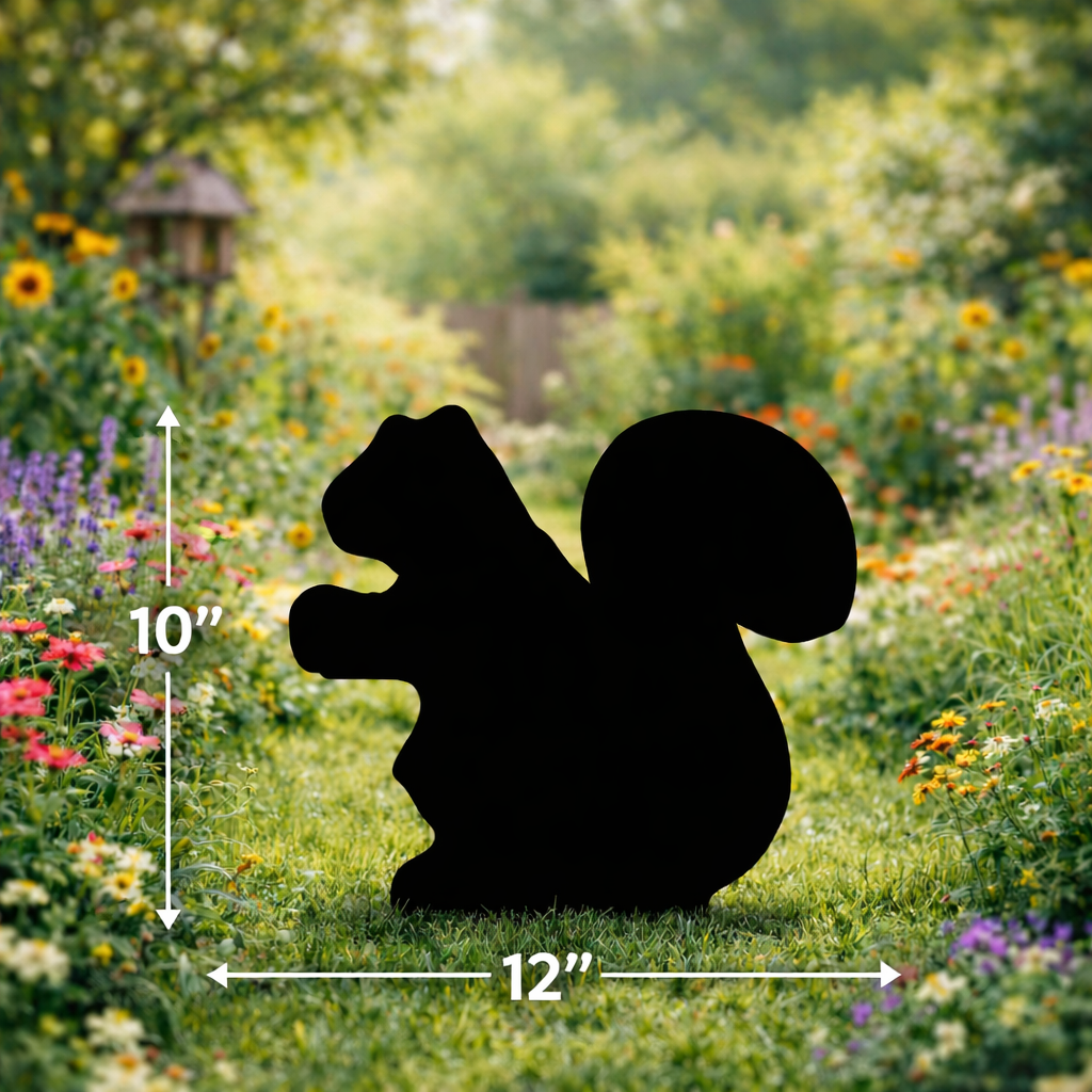 Squirrel Silhouette Outdoor Decor – UV Resistant Azek Trim – Weatherproof Rustic Wildlife Lawn Art - Amish Made