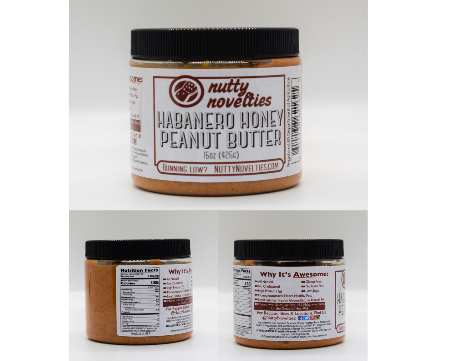 Peanut Butter and Variety of Nut Butters (1 Pack), All Natural, Vegan and Gluten Free, Locally made in PA