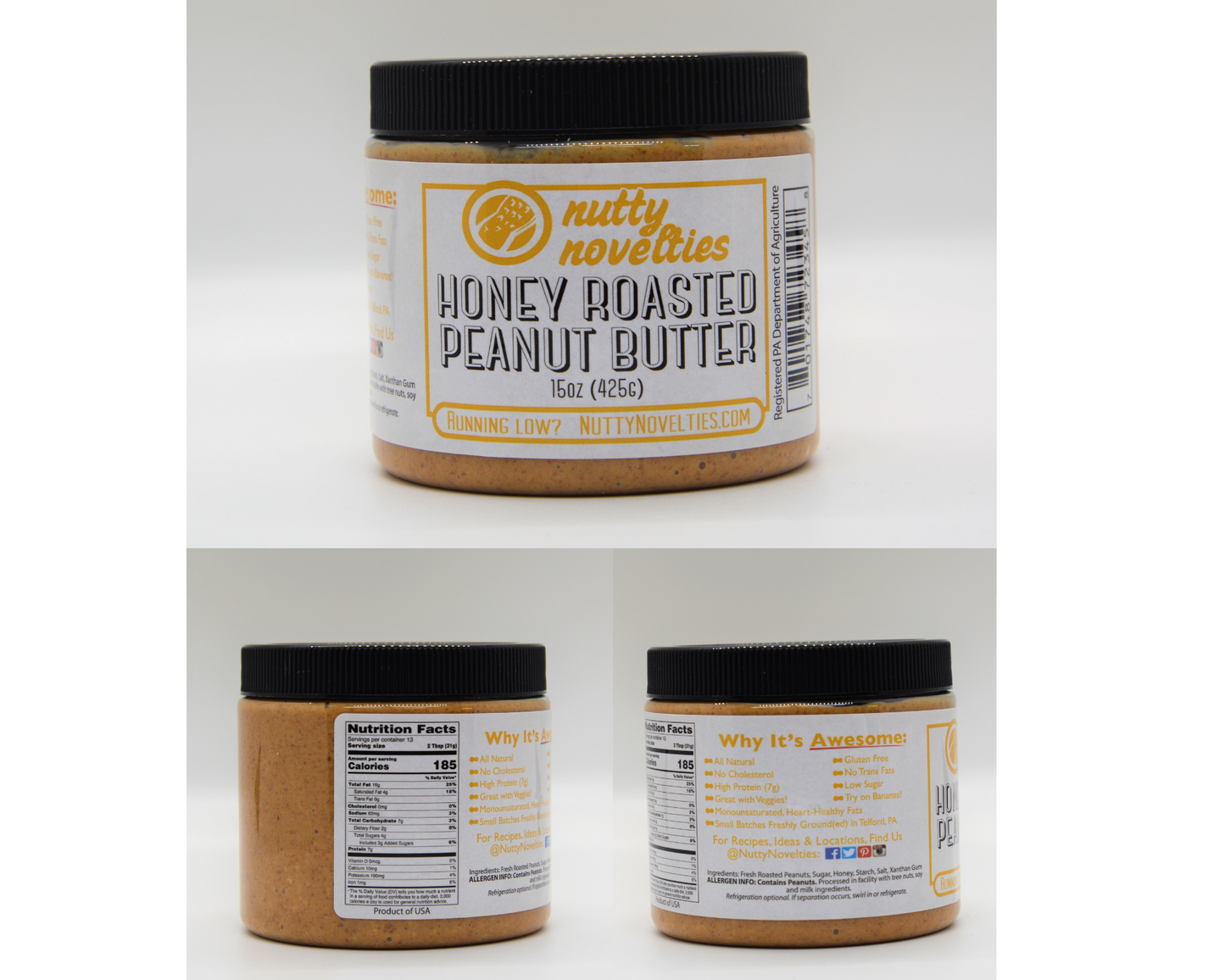 Peanut Butter and other various Nut Butters - all natural ingredients - Vegan & Gluten Free options - 15 oz (pack of 2)