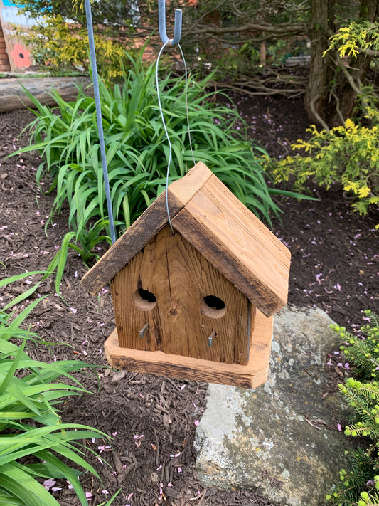 Rustic Hanging Condo Birdhouse Handmade Weather Resistant Double