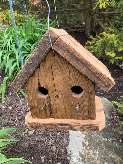 Rustic Hanging Condo Birdhouse Handmade Weather Resistant Double