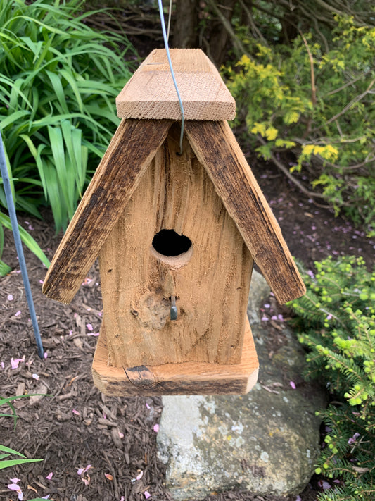 Rustic Hanging Wren Birdhouse Handmade Weather Resistant