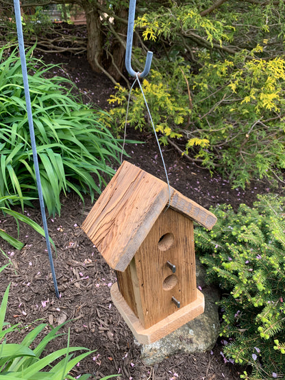 Rustic Hanging Birdhouse Handmade Weather Resistant Two Story