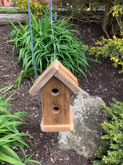 Rustic Hanging Birdhouse Handmade Weather Resistant Two Story