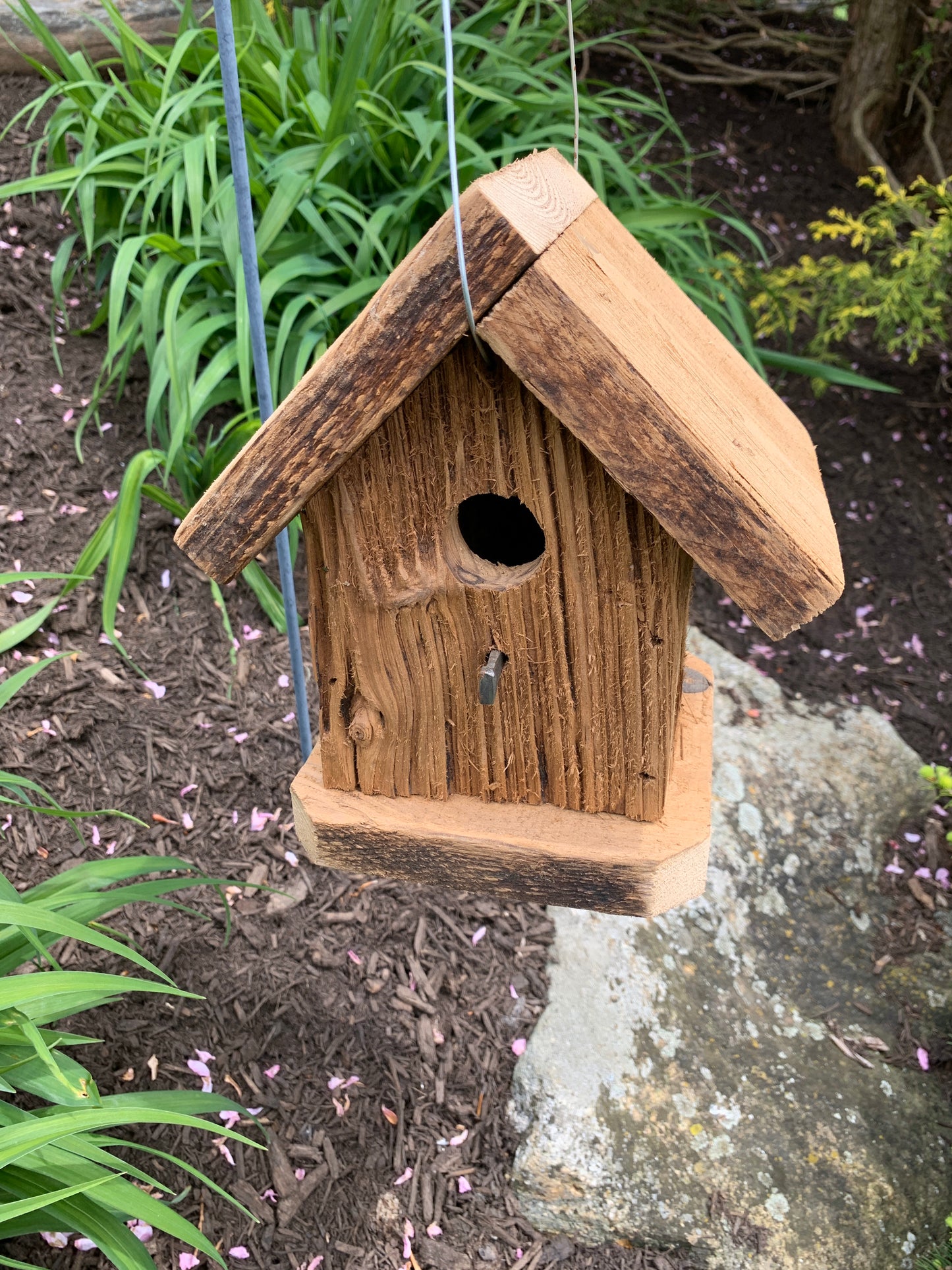 Rustic Hanging Birdhouse Handmade Weather Resistant