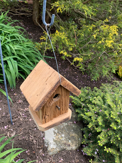 Rustic Hanging Birdhouse Handmade Weather Resistant