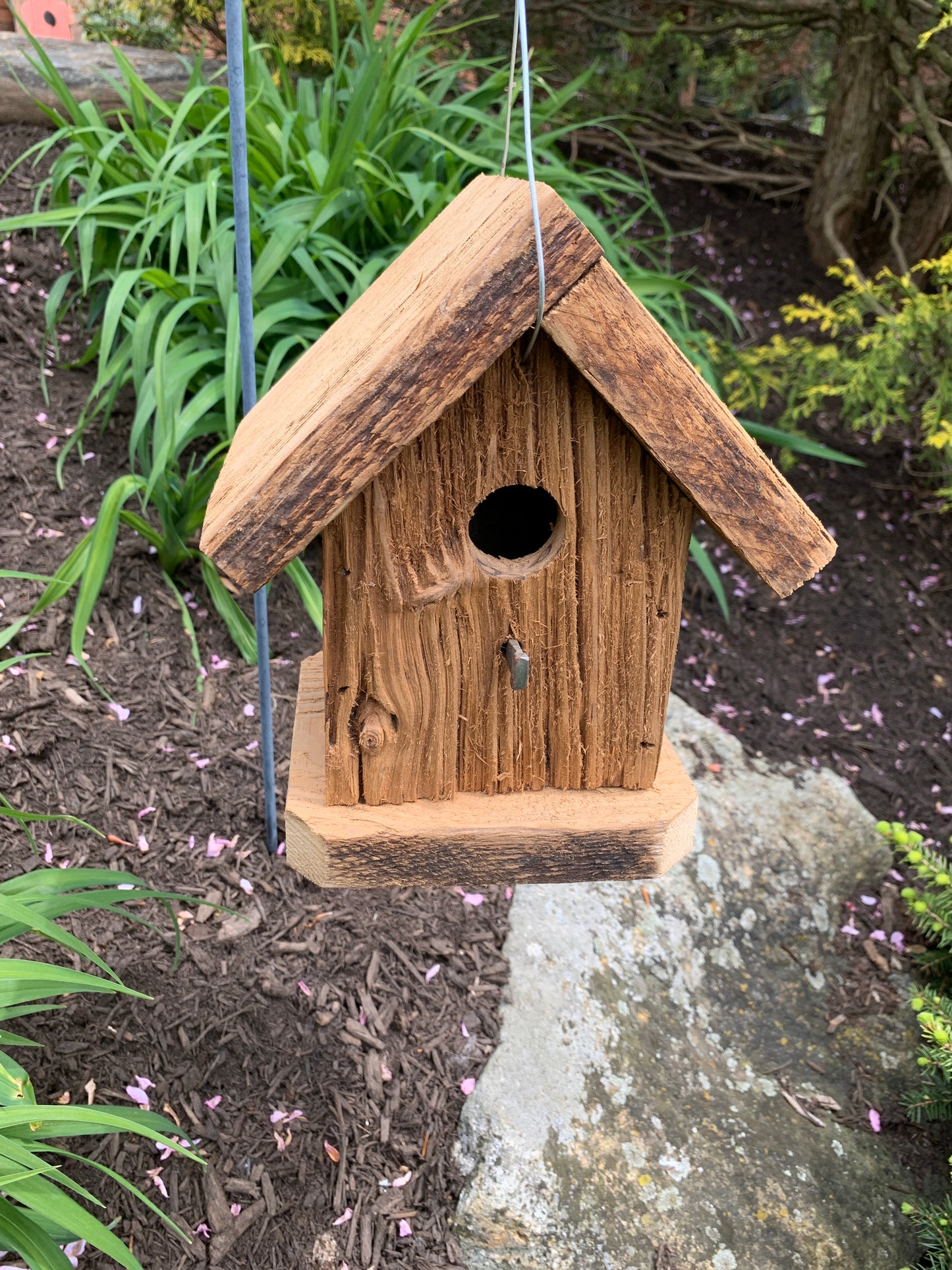 Rustic Hanging Birdhouse Handmade Weather Resistant