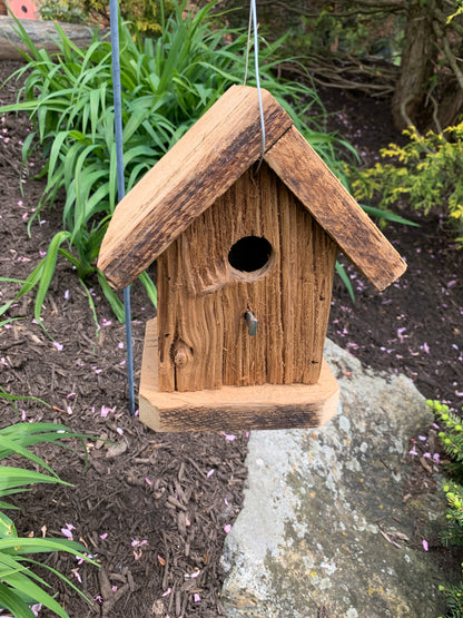 Rustic Hanging Birdhouse Handmade Weather Resistant