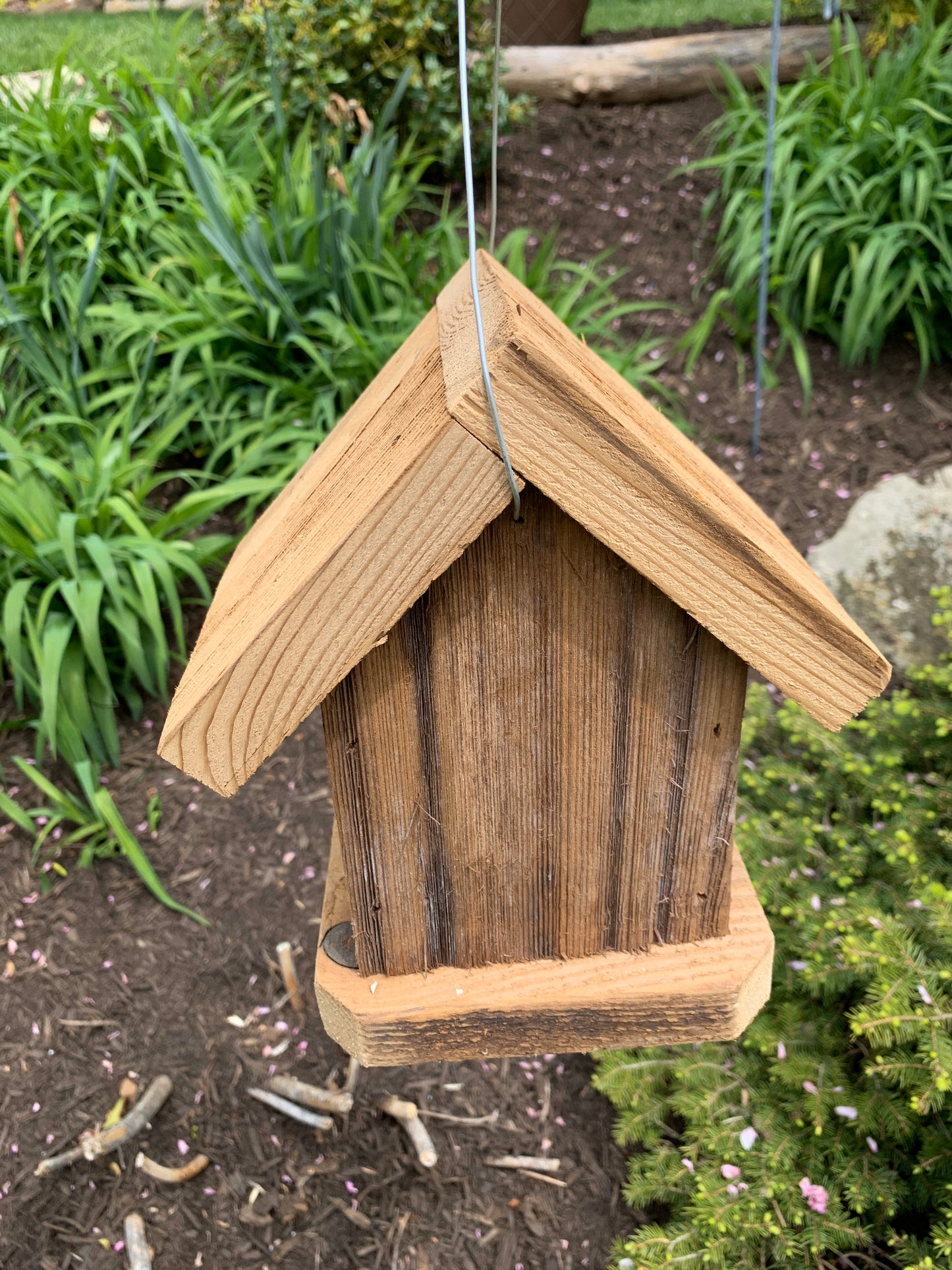 Rustic Hanging Birdhouse Handmade Weather Resistant
