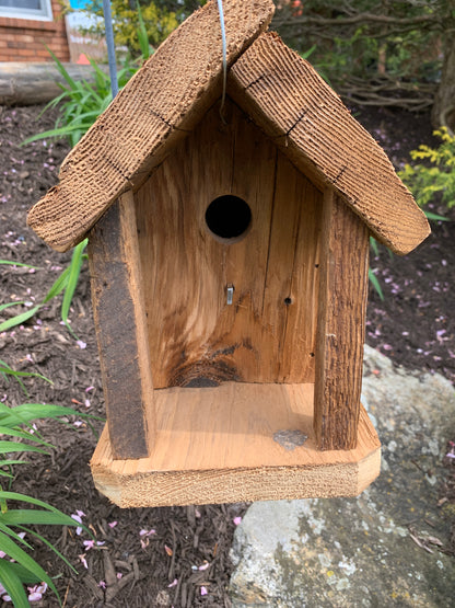Rustic Hanging Birdhouse Handmade Chalet style Weather Resistant