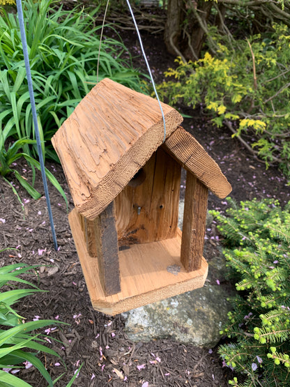 Rustic Hanging Birdhouse Handmade Chalet style Weather Resistant