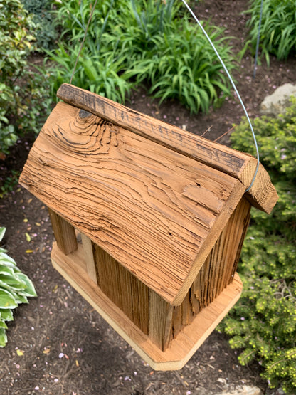 Rustic Hanging Birdhouse Handmade Chalet style Weather Resistant