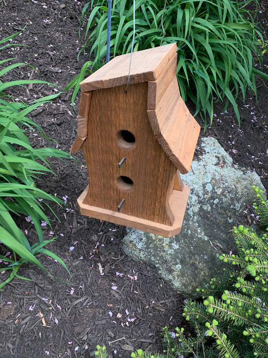 Rustic Hanging Birdhouse Handmade Weather Resistant Twister 2 hole