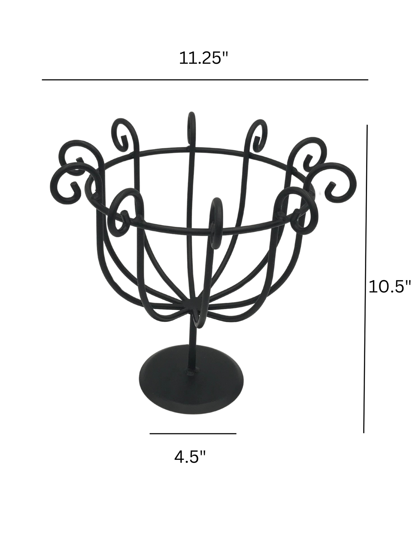 Black Wrought Iron Fruit Basket Stand - Amish made