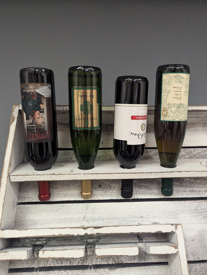 Wooden Wine Rack- 9 Bottle Wine Bar with 9 Glass Holder- Amish Made