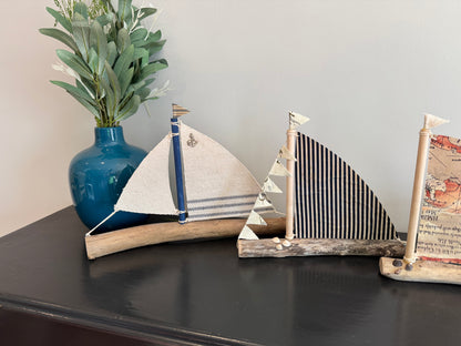 Amish Handmade Driftwood Sailboat Decor | Coastal Nautical Home Accent | Beach House Rustic Wood Boat | Lake House Shelf Decor | Unique Gift