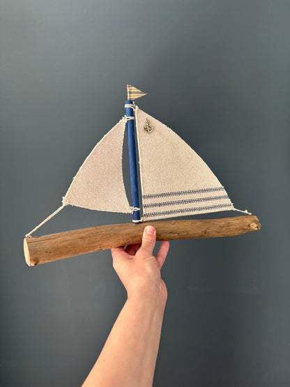 Amish Handmade Driftwood Sailboat Decor | Coastal Nautical Home Accent | Beach House Rustic Wood Boat | Lake House Shelf Decor | Unique Gift