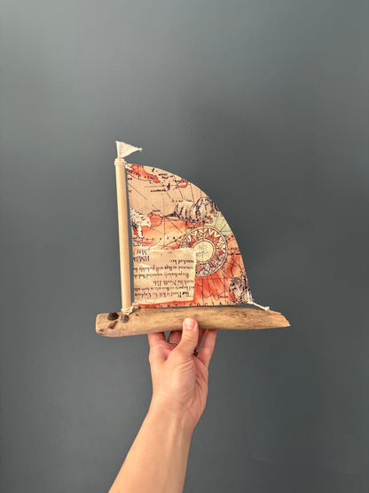 Amish Handmade Driftwood Sailboat Decor | Coastal Nautical Home Accent | Beach House Rustic Wood Boat | Lake House Shelf Decor | Unique Gift