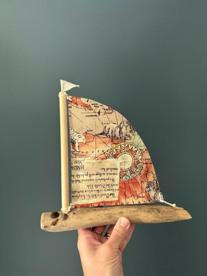 Amish Handmade Driftwood Sailboat Decor | Coastal Nautical Home Accent | Beach House Rustic Wood Boat | Lake House Shelf Decor | Unique Gift